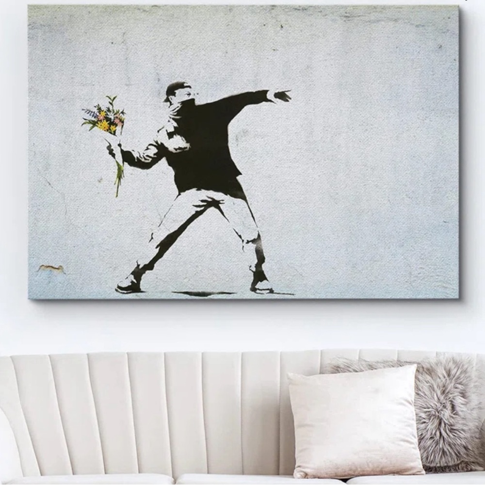 Banksy Pop Urban Street Rage The Flower Thrower On Canvas Print
